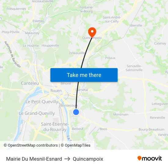Mairie Du Mesnil-Esnard to Quincampoix map