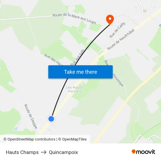 Hauts Champs to Quincampoix map