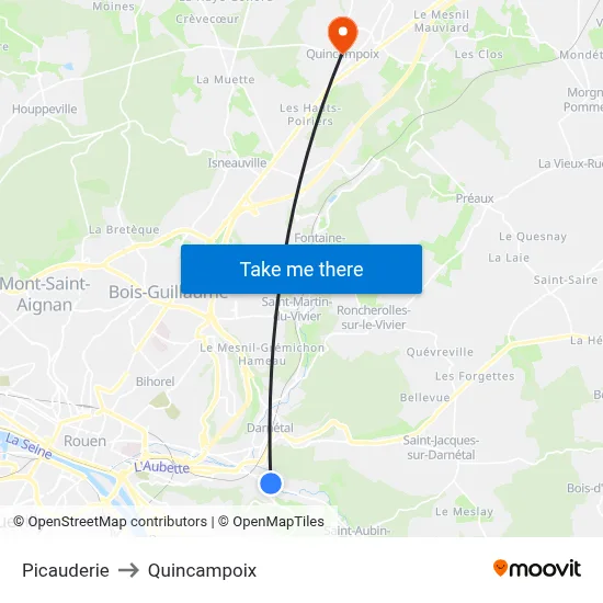 Picauderie to Quincampoix map