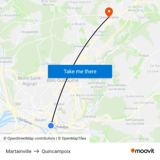 Martainville to Quincampoix map
