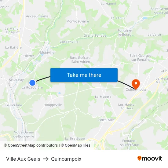 Ville Aux Geais to Quincampoix map