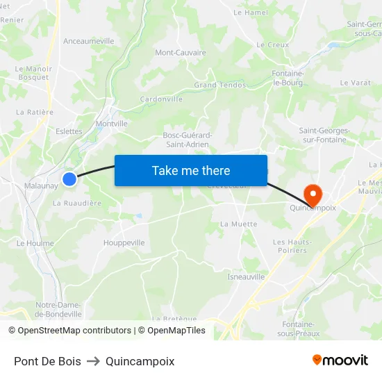 Pont De Bois to Quincampoix map