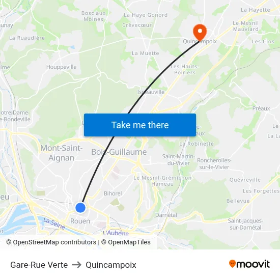 Gare-Rue Verte to Quincampoix map