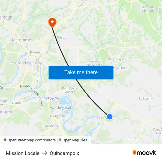 Mission Locale to Quincampoix map
