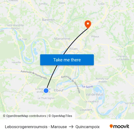 Leboscrogerenroumois - Marouse to Quincampoix map