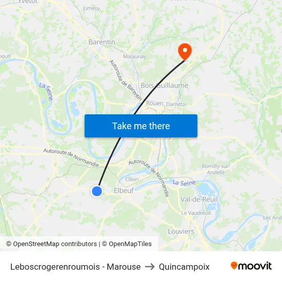 Leboscrogerenroumois - Marouse to Quincampoix map