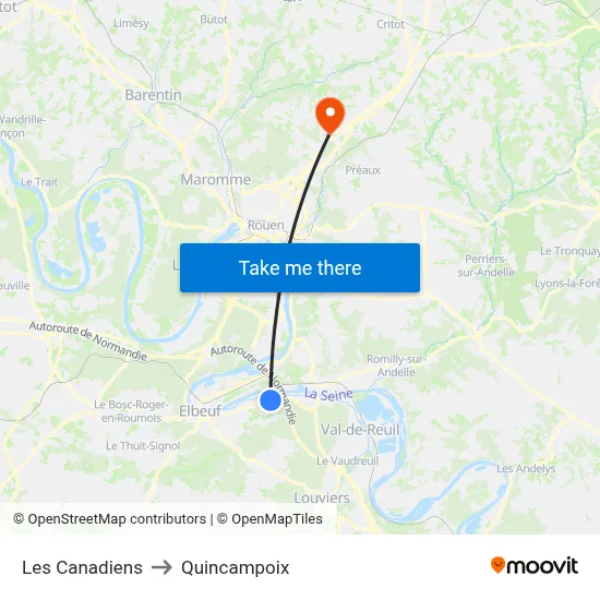 Les Canadiens to Quincampoix map