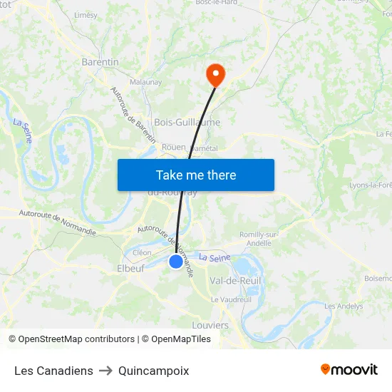 Les Canadiens to Quincampoix map