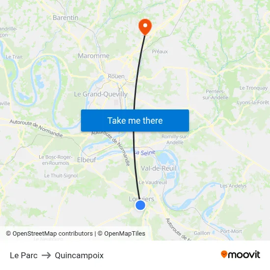 Le Parc to Quincampoix map