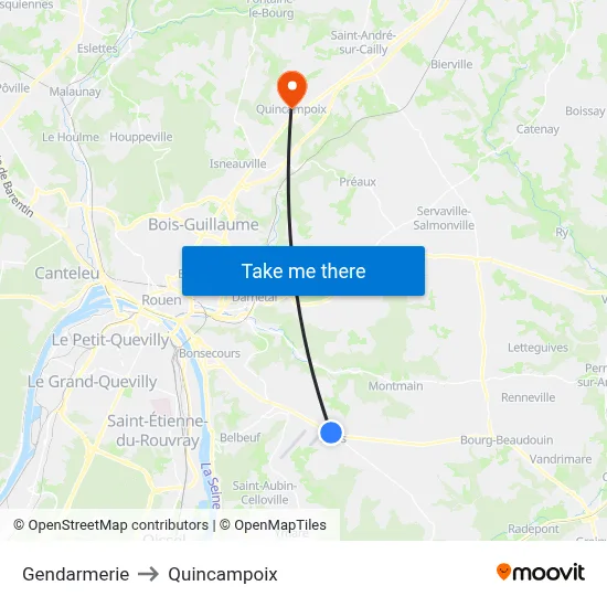 Gendarmerie to Quincampoix map