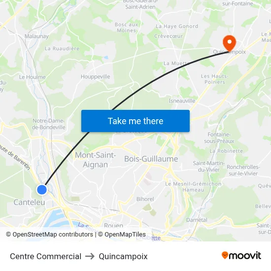 Centre Commercial to Quincampoix map