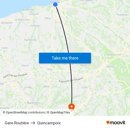 Gare Routière to Quincampoix map
