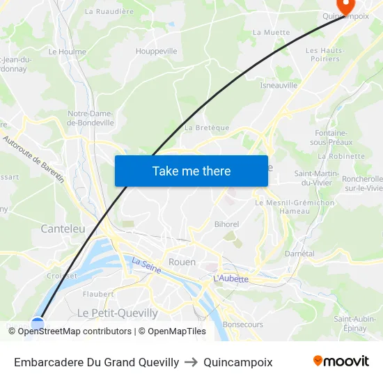 Embarcadere Du Grand Quevilly to Quincampoix map