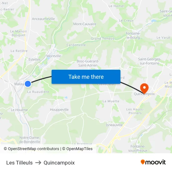 Les Tilleuls to Quincampoix map