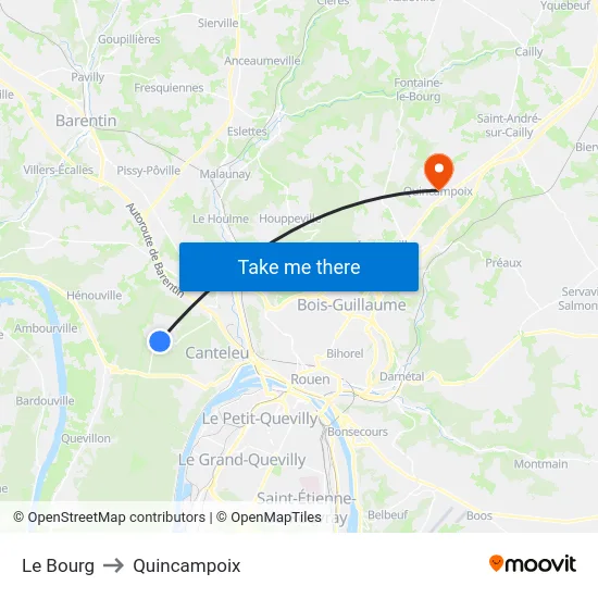 Le Bourg to Quincampoix map
