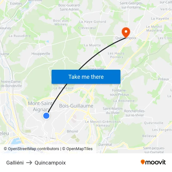 Galliéni to Quincampoix map