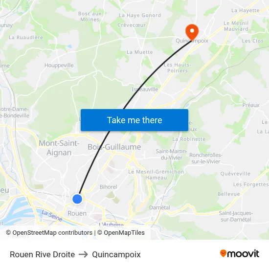 Rouen Rive Droite to Quincampoix map