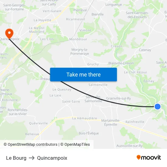 Le Bourg to Quincampoix map