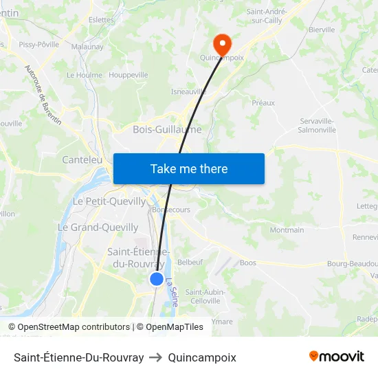 Saint-Étienne-Du-Rouvray to Quincampoix map