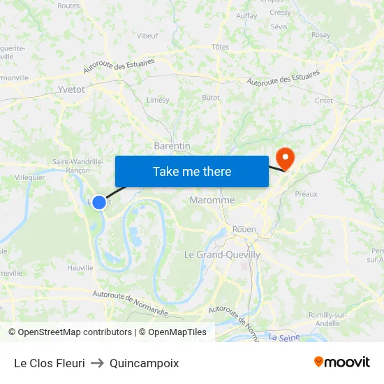 Le Clos Fleuri to Quincampoix map