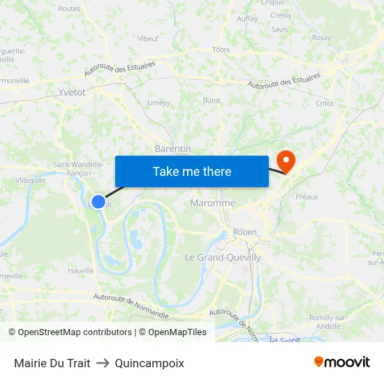 Mairie Du Trait to Quincampoix map