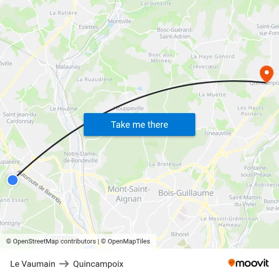 Le Vaumain to Quincampoix map