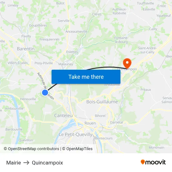 Mairie to Quincampoix map