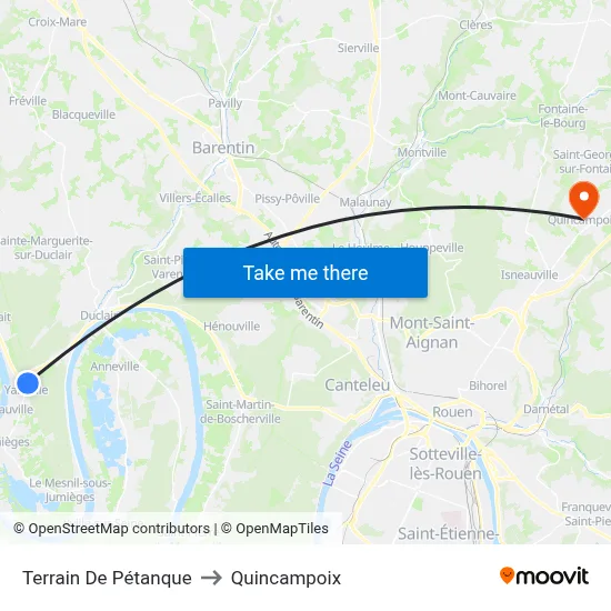 Terrain De Pétanque to Quincampoix map
