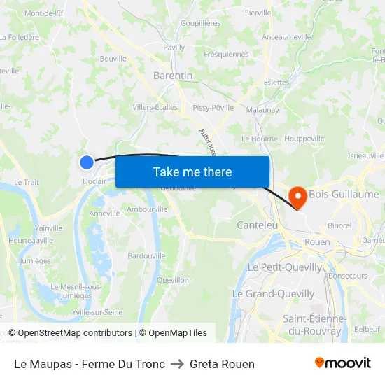 Le Maupas - Ferme Du Tronc to Greta Rouen map