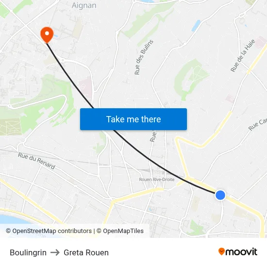 Boulingrin to Greta Rouen map