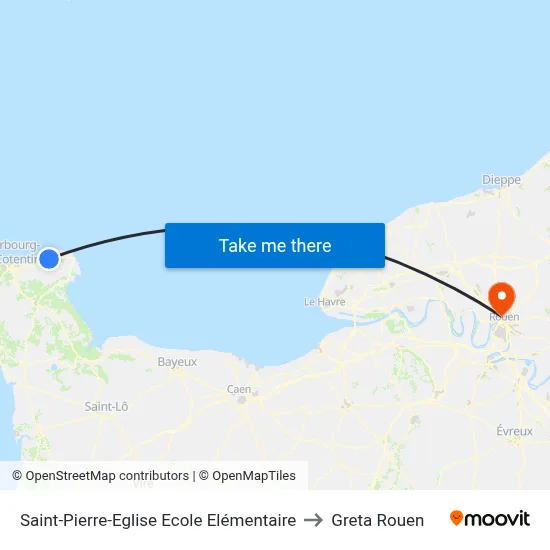 Saint-Pierre-Eglise Ecole Elémentaire to Greta Rouen map