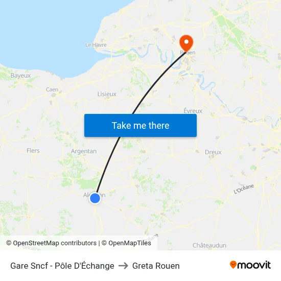 Gare Sncf - Pôle D'Échange to Greta Rouen map