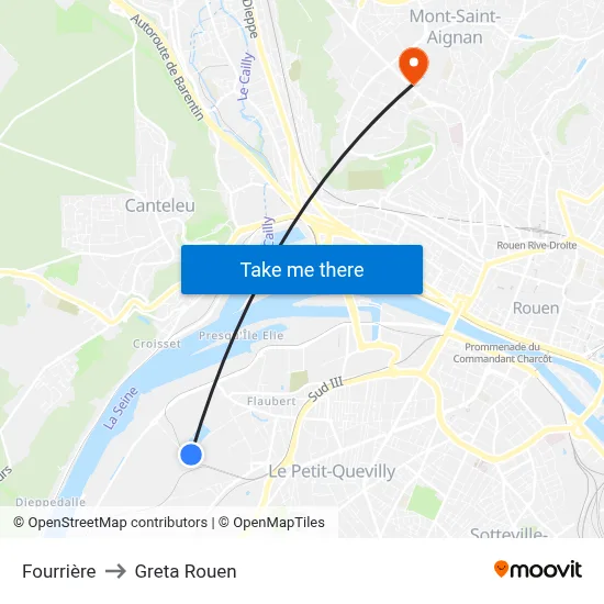 Fourrière to Greta Rouen map