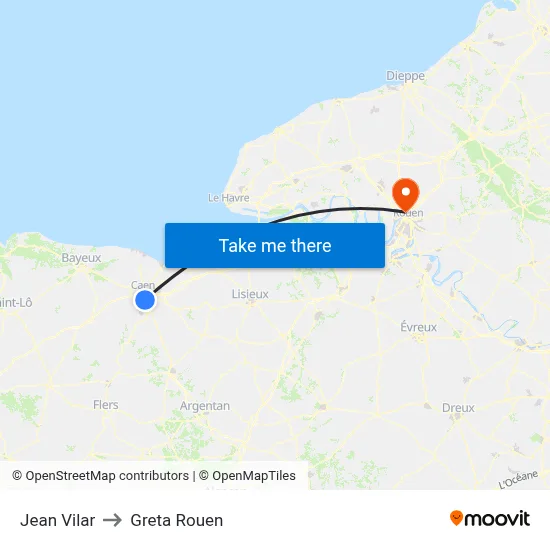 Jean Vilar to Greta Rouen map