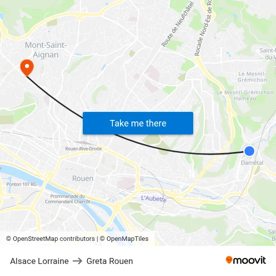 Alsace Lorraine to Greta Rouen map