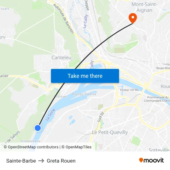 Sainte-Barbe to Greta Rouen map