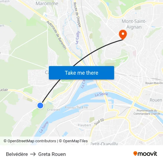 Belvédère to Greta Rouen map