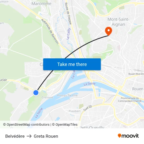 Belvédère to Greta Rouen map