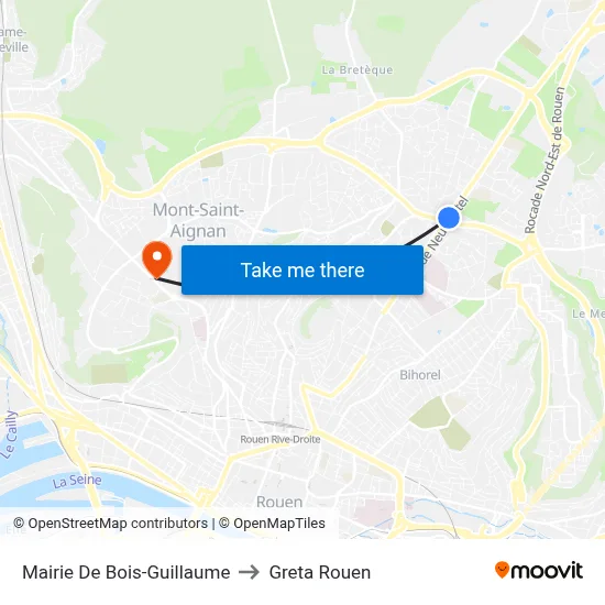 Mairie De Bois-Guillaume to Greta Rouen map