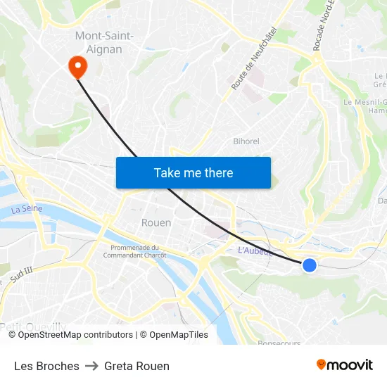 Les Broches to Greta Rouen map