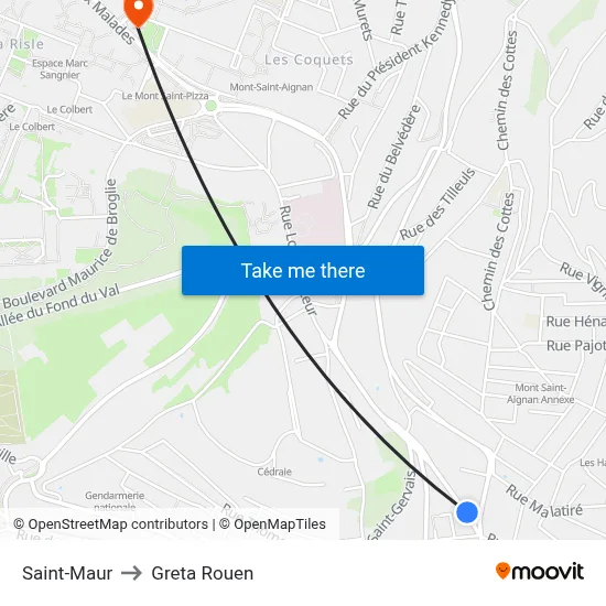 Saint-Maur to Greta Rouen map