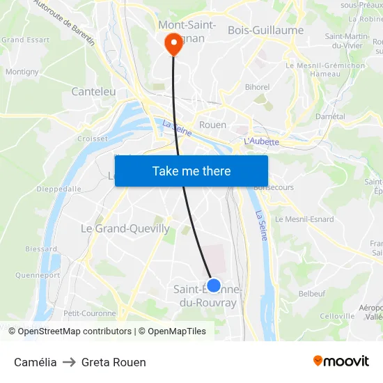 Camélia to Greta Rouen map
