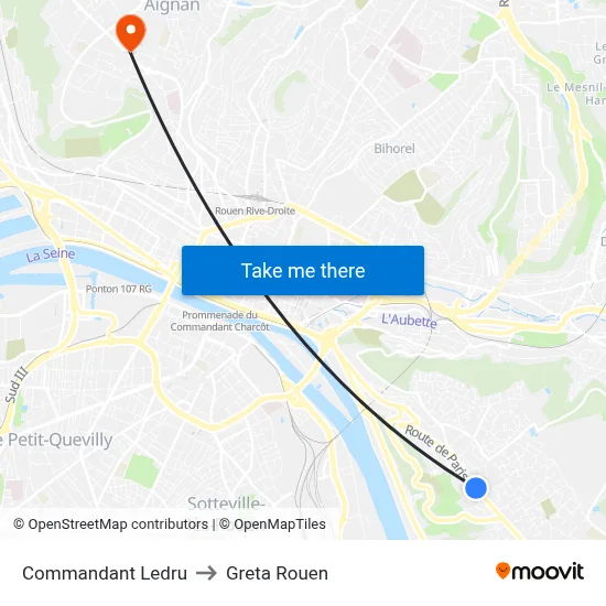 Commandant Ledru to Greta Rouen map