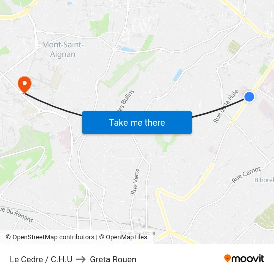 Le Cedre / C.H.U to Greta Rouen map