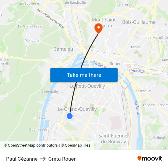 Paul Cézanne to Greta Rouen map