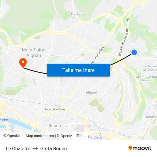 Le Chapître to Greta Rouen map