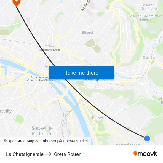 La Châtaigneraie to Greta Rouen map