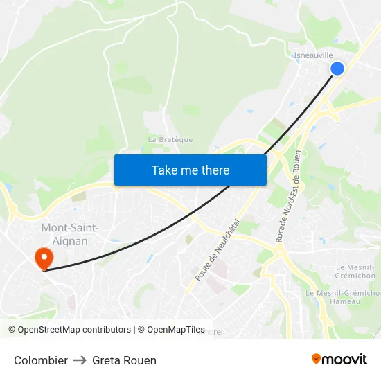 Colombier to Greta Rouen map
