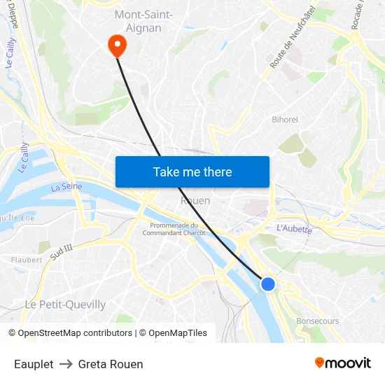 Eauplet to Greta Rouen map
