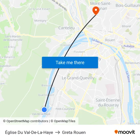 Église Du Val-De-La-Haye to Greta Rouen map